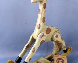 Boyds Bears Wood Rocking Giraffe 12" Tall With Original "Gen-Yoo-Wine" Tag
