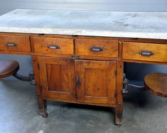 E.H. Sheldon Rolling Laboratory Table With Swing Out Seats