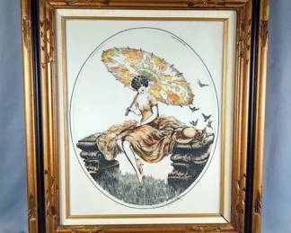 Louis Icart (French 1888-1950) "Parasol" Etching On Lucite