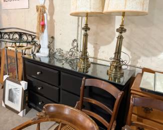 dressers lamps; chairs