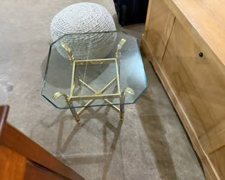 heavy glass top brass stand