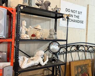 bed; shelving; lawn ornaments; 