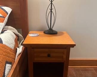 Four poster teak wood bed frame with matching end tables. In perfect condition. 