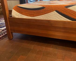 Four poster teak wood bed frame with matching end tables. In perfect condition. 