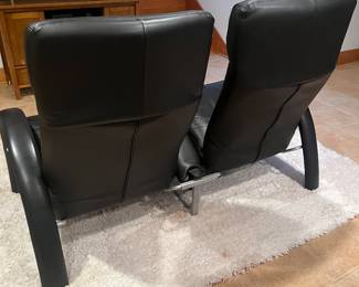 Lafer Bjork contemporary recliners. Supple black leather. Excellent condition. 