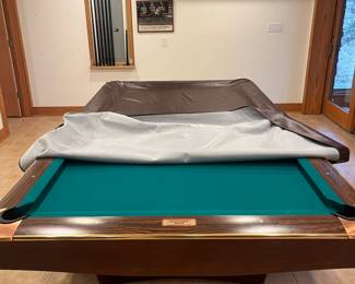 *Available for presale. Call for pricing* Brunswick Gold Crown III billiards table. This is a professional-grade slate pool table with adjustable leg levelers and sound-dampening ball returns.