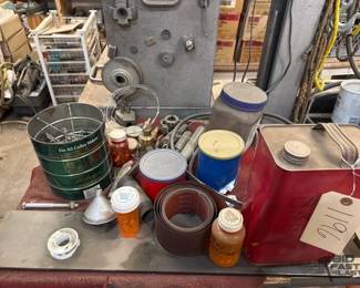 1196  Work Bench, Clamps, Flood Lights, Extension Cords, Wooden Drawers
