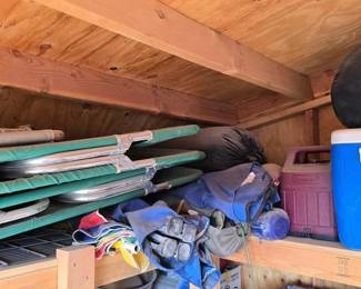 2402  Chairs, Ice Chest, Sleeping Bags and Misc Camping Items