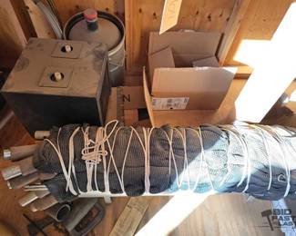 2406  Shade with Poles, Fire Brick, 5 Gallon Jug and Misc Electrical Parts