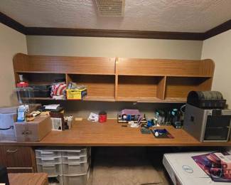 2554  Wall Mounted Desk and Overhead Shelving