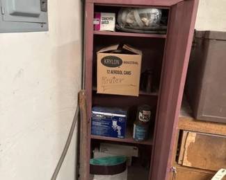 1170  Metal Storage Cabinet, Wood Plane, Paint Spray Gun, Router, Coated Abrasive Belts