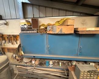 1046  Hand Tools, Sears AmFm Receiver, Sand Paper, Bolts, Paint, Rope