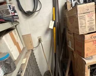 1056  Bar Clamps, Pick Axe, Lightbulbs, Extension Cord