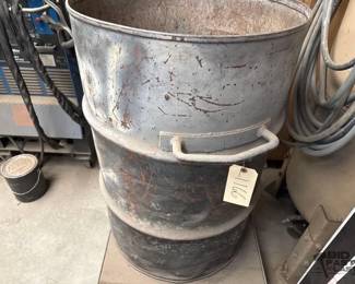 1166  55 Gal Scrap Metal Drum with Dolly