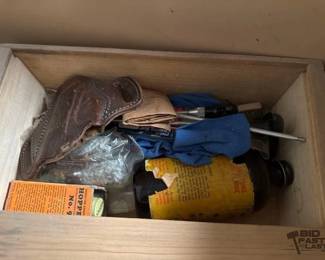 1172  Gun Cleaning Supplies, Gun Case, Holster, and Hair Clippers