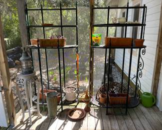 Vintage New Orleans wrought iron baker racks