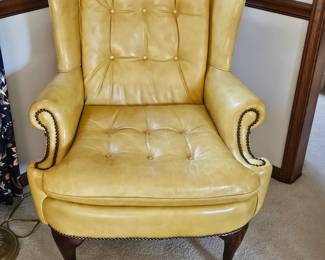 Leather wing chair