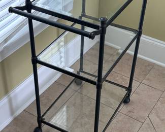 Glass and metal tea cart