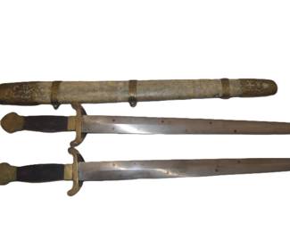 Extraordinary & Rare Chinese Double swords with white Sharkskin Scabbard