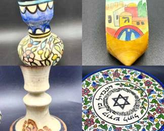 Judaica Lot Feat. Signed Dreidel