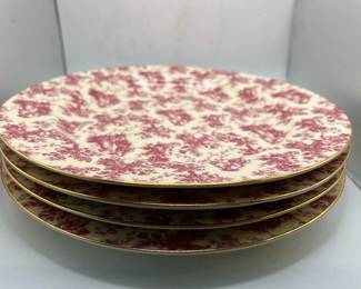 Gold Trimmed Pink & Cream Floral Porcelain