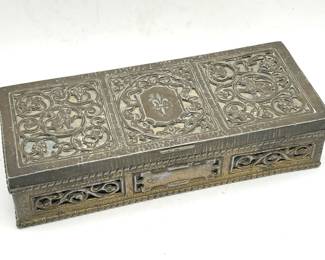 Intricate Brass/Bronze Jewelry Box ft. Lions & Fleur de Lis