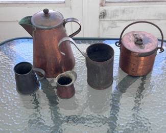 (5) Copper And Metal Handle Vessels