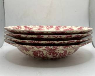 Gold Trimmed Pink & Cream Floral Porcelain
