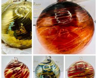 (5) 4.5” Glass Ornaments New in Original Boxes