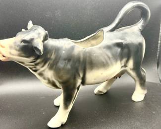 Antique Black & White Porcelain Cow Creamer Pitcher