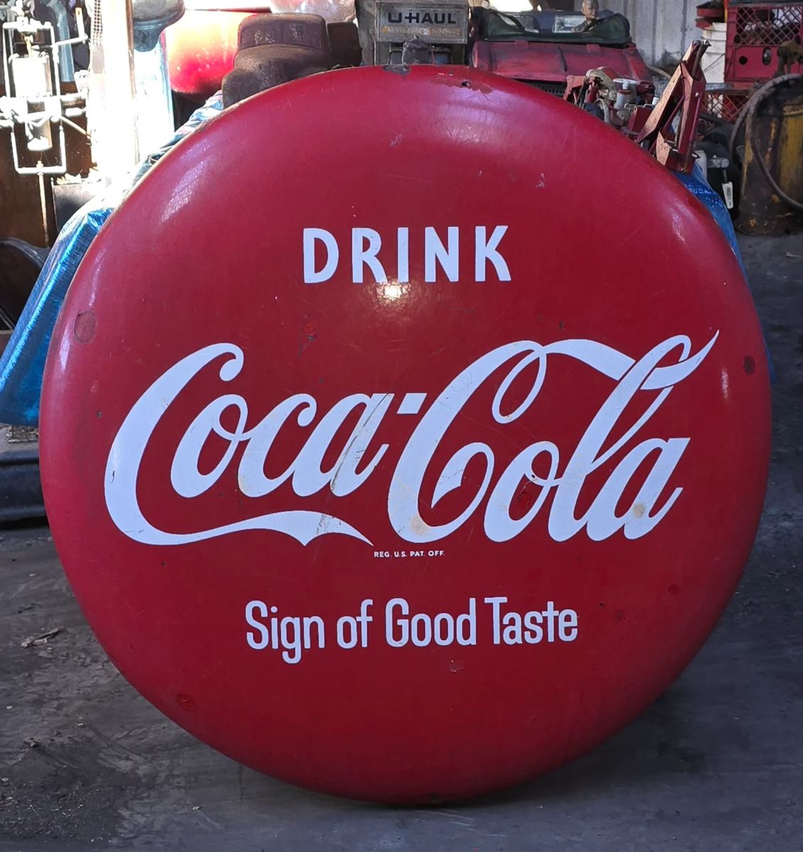 Vintage Original Coke Button  Sign
42"D