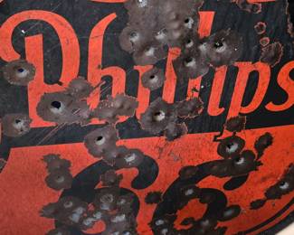 Vintage Philips 66 Sign - Lots of Bullet Holes