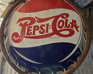 Vintage Original Pepsi Cola Button Sign in Frame