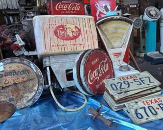 Vintage License Plates - Sunbean Bread Scale - Coke Items - Small Scale