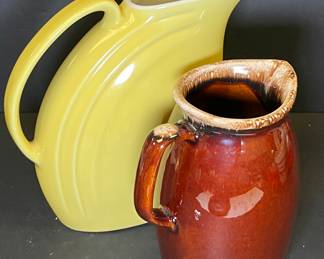 Hull pitcher and brown drip pitcher