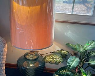 mid century blue lamp - set of two