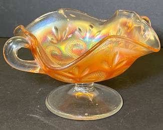 Dugan Iridescent marigold bonbon compote carnival dish 