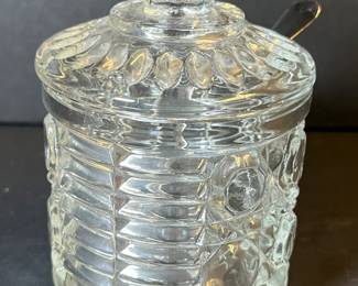 pressed glass jam jar