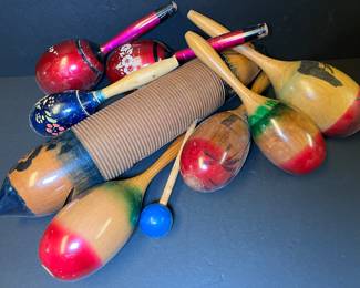 assorted vintage maracas