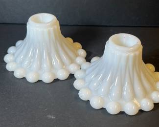 milk glass candlesticks