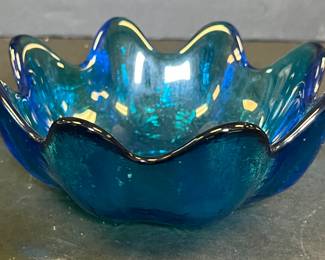 Blenko blue lotus bowl
