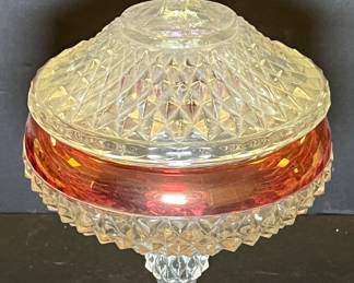 Indiana Glass diamond point lidded candy dish