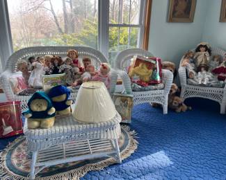 four piece wicker set and doll collection