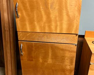 vintage wooden refrigerator