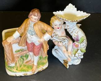 figural planter and vase