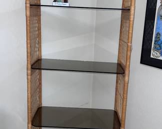 Vintage Wicker & Glass Shelf