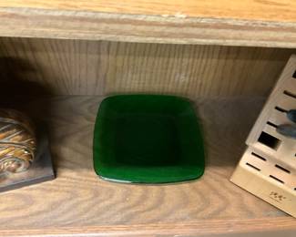 Anchor Hocking Charm Forest Green Glass Lunch Plate
