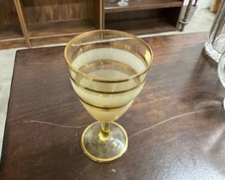 Bohemian Glass w/ Gold Trim and Frosted Ring Design