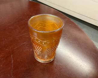 Fenton Marigold Carnival Lattice & Grape Juice Glass
