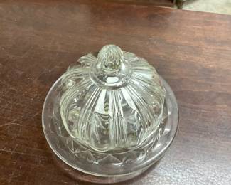 Hazel Atlas Clear Colonial Pattern Butter Dish from the 1930s